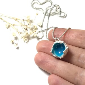 Ocean Inspired Necklace, Sea Blue Silver Necklace, Silver Beach Necklace, Beach wedding necklace, Aquamarine Necklace, surfer necklace