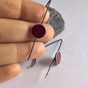 Minimalist Red Earrings, Red Resin Silver Earrings, Red Drop Earrings,  Long Red Earrings, Red Drop Earrings, Modern Resin Earrings