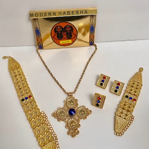 Ethiopian Jewelry Set / Eritrean Jewelry Set / African Jewelry Set / Habesha jewelry / Ethiopian wedding Jewelry / African Wedding Gift /