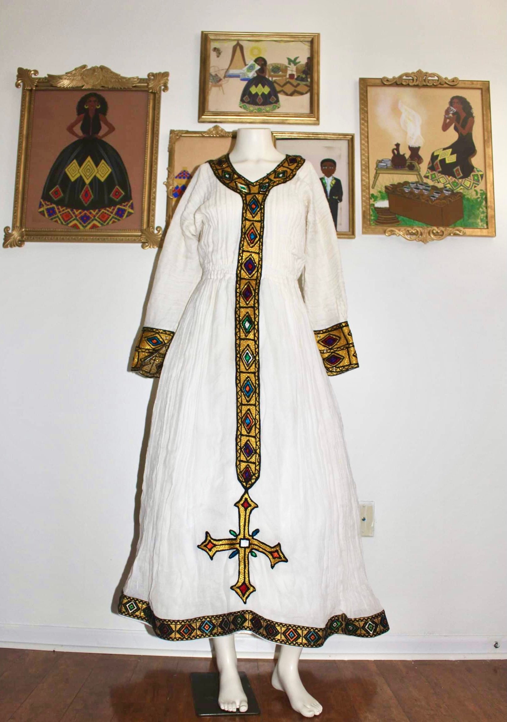 green emerald velvet dress Muna Eritrean Traditional Wedding Dress S