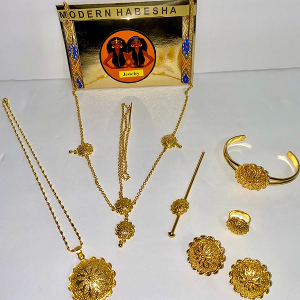 Ethiopian Jewelry Set / Eritrean Jewelry Set / African Jewelry Set / Habesha jewelry / Ethiopian wedding Jewelry / African Wedding Gift /