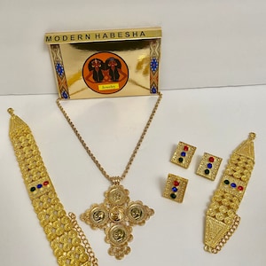 Ethiopian Jewelry Set / Eritrean Jewelry Set / African Jewelry Set / Habesha jewelry / Ethiopian wedding Jewelry / African Wedding Gift /