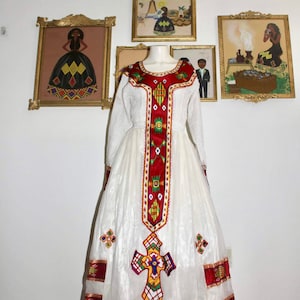 Red Ethiopian Traditional Dress / Eritrean Zuria / Modern Habesha Kemis / Habesha Wedding Dress / Custom-Made Order