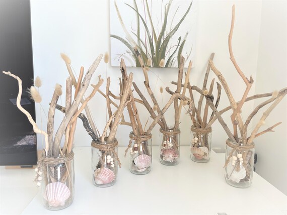 Lot petits vases fioles + fleurs séchées - Décoration