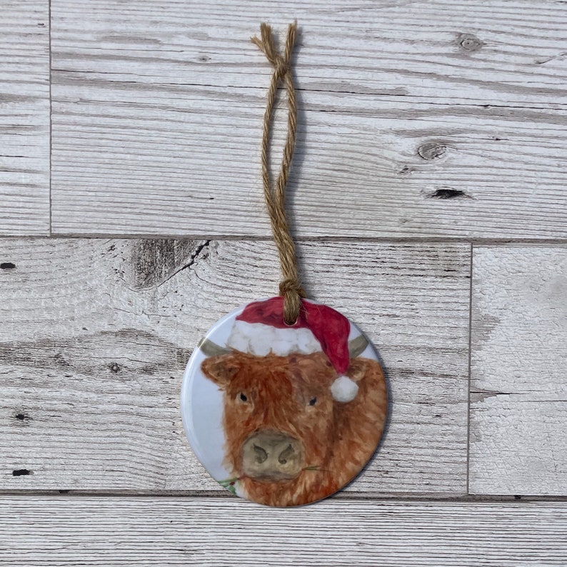Highland Cow Christmas Decoration Hanging Tree Ornament Etsy