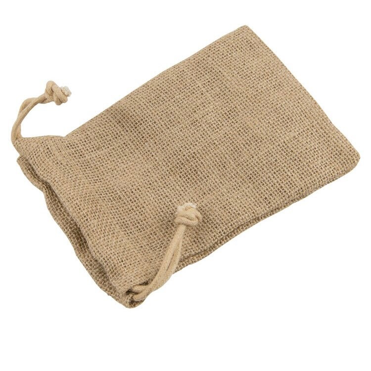 small hessian drawstring bags
