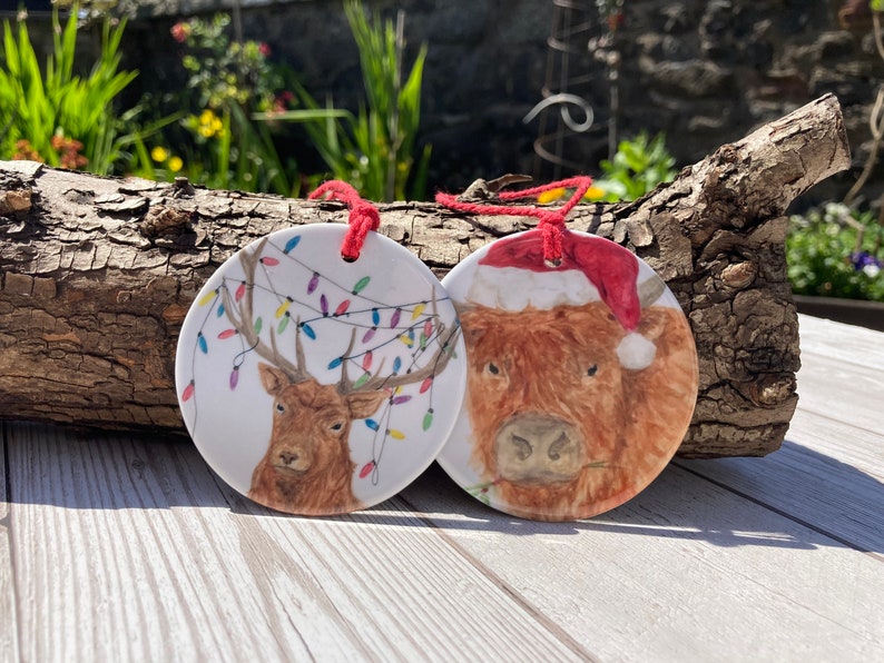 Highland Cow Christmas Decoration Hanging Tree Ornament Etsy