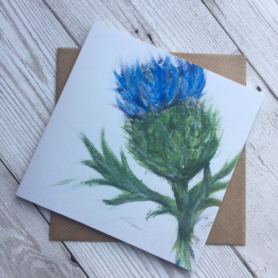 Any Occassion Purple Thistles Greeting Card Scottish Notelet Blank Card
