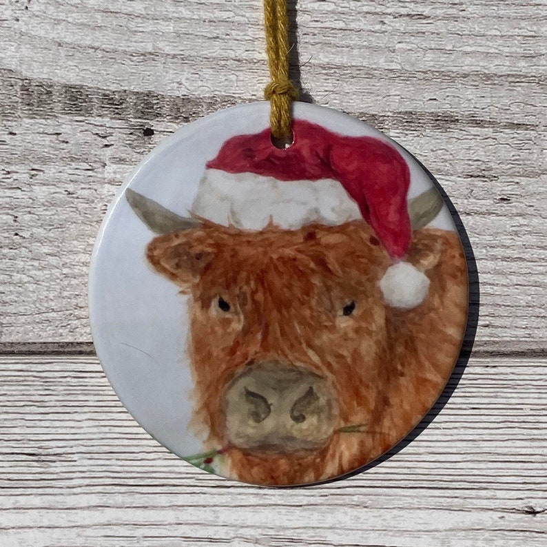 Highland Cow Christmas Decoration Hanging Tree Ornament Etsy