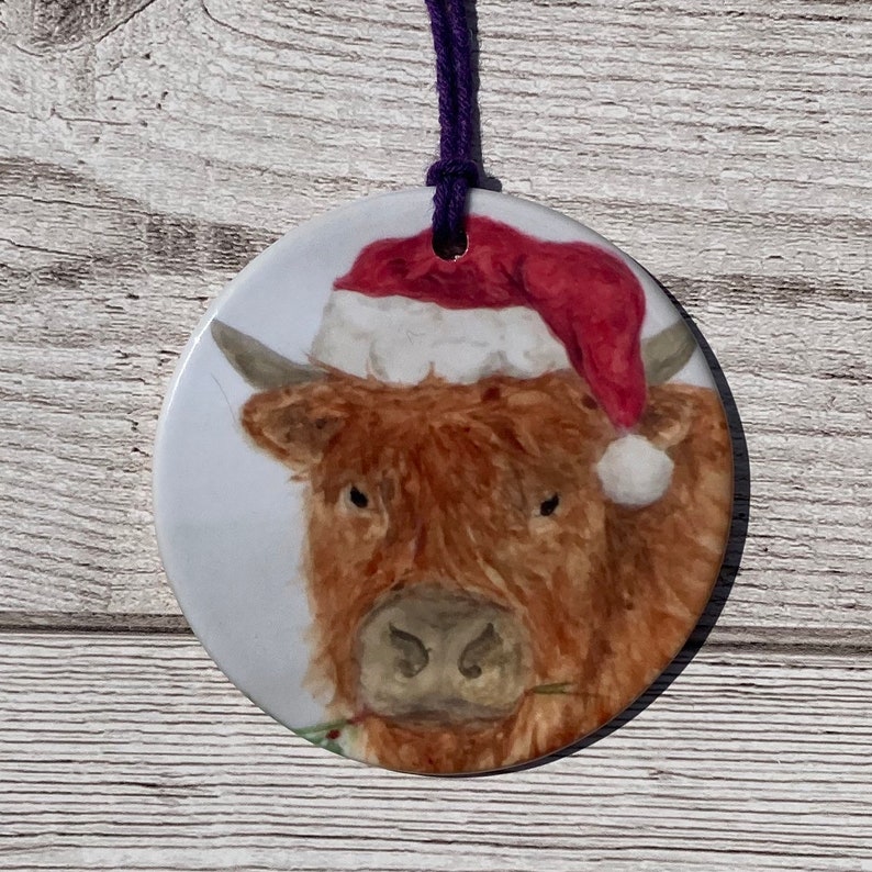 Highland Cow Christmas Decoration Hanging Tree Ornament Etsy