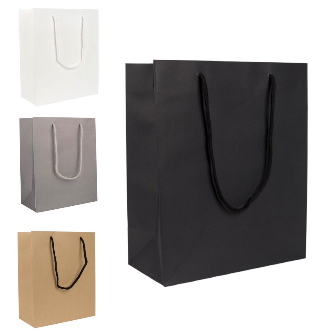 Large Gift Bags Black/ White/ Natural Kraft With Rope - Etsy UK