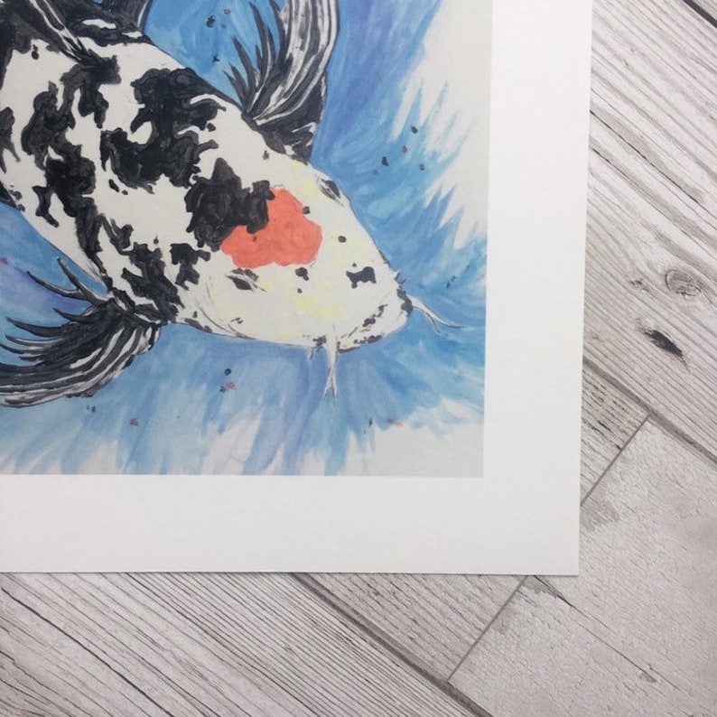 Koi Carp Print black and White Koi Etsy