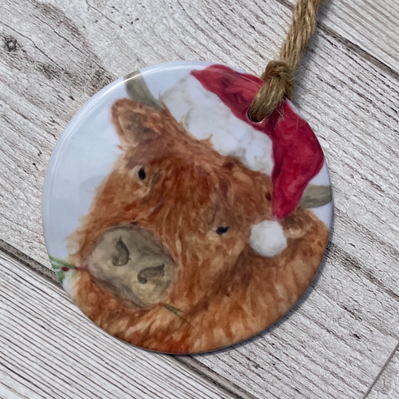 Highland Cow Christmas Decoration Hanging Tree Ornament Etsy