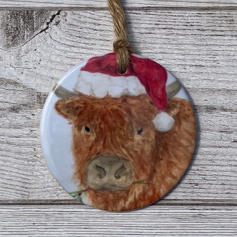 Highland Cow Christmas Decoration Hanging Tree Ornament Etsy