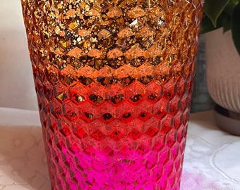 Vase en verre ambré rose poudré, décoration d'étagères Cottage vintage