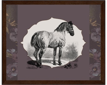 Impression encadrée étude cheval, art mural équestre vintage, décoration Cottagecore, collection Hedgerow