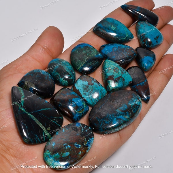 Natural Azurite Wholesale Cabochon Lot Supplies | Different Black Shade Vintage Azurite Large Polished Flatback, Sizes 20MM To 40MM