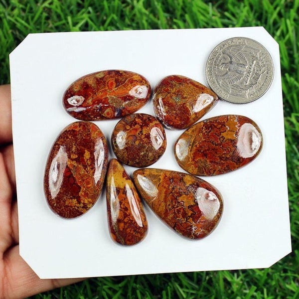 Natural Moroccan Seam Agate Cabochon Gemstone Lot, A+ Top Quality Agate Jewelry, Semi Precious Hand Made Hand Polished Gemstone Loose Lot-82