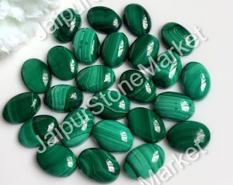 AAA+ Top Quality of Natural 4x6 MM to 15x20 MM Malachite Oval Cabochon Loose Gemstone For Making Jewelry, FlatBack, Polished Gemstone Lot