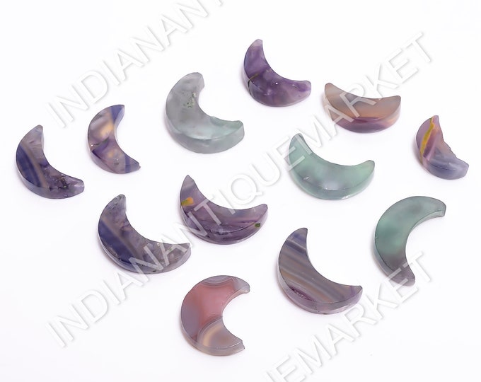 Top Grade Quality 100/% Natural Fluorite Crescent Shape cabochon Loose Gemstone For Making Jewelry Flat back 15-25 Ct 20-30 MM Gemstone