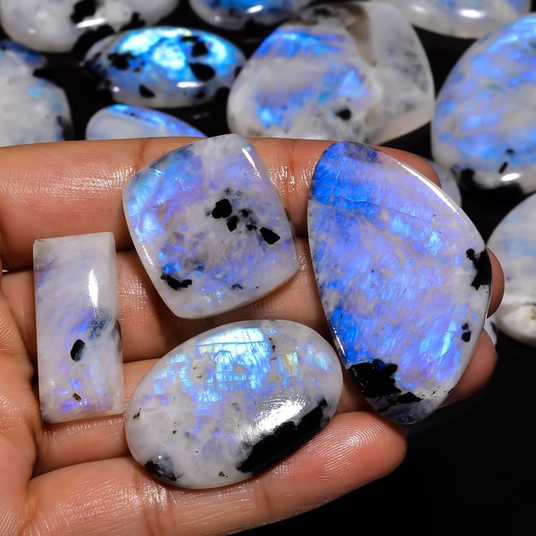 AAA+ Top Quality of Natural Tourmaline Moonstone Cabochon Loose Gemstone For Making Jewelry, Flatback, Hand Made, Hand Polished Gemstone Lot