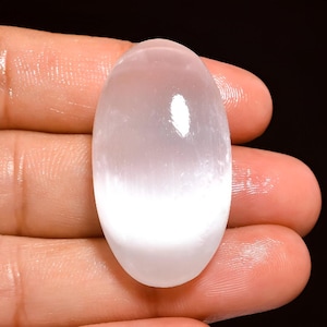 Selenite Cabochon Natural Selenite Oval Gemstone Flashy Smooth Hand Polished selenite Healing Crystal Selenite Loose Stone 36x20x9mm