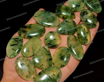 Nice Quality Prehnite Cabochon, green prehnite, Natural rutilated prehnite, wholesale stones, Size 20mm to 40mm
