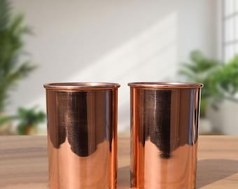 Pure Copper Plain Glass Tumbler, Luxury Copper Mug, Handmade Copper Cup, Ayurveda Benefits Copper Drinkware