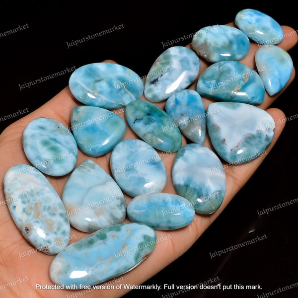 Untreated Natural Larimar Cabochon Mix Shape Loose Gemstone Dominican Larimar Wholesale Stones Stefilia's Stone Mix Size 20MM To 40MM