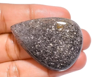 Natural Black Sunstone Cabochon, Loose Gemstone, Healing Crystal, Size 41x30x7mm Stone For Jewelry Making, Meditation Stone, Pear Cabochon