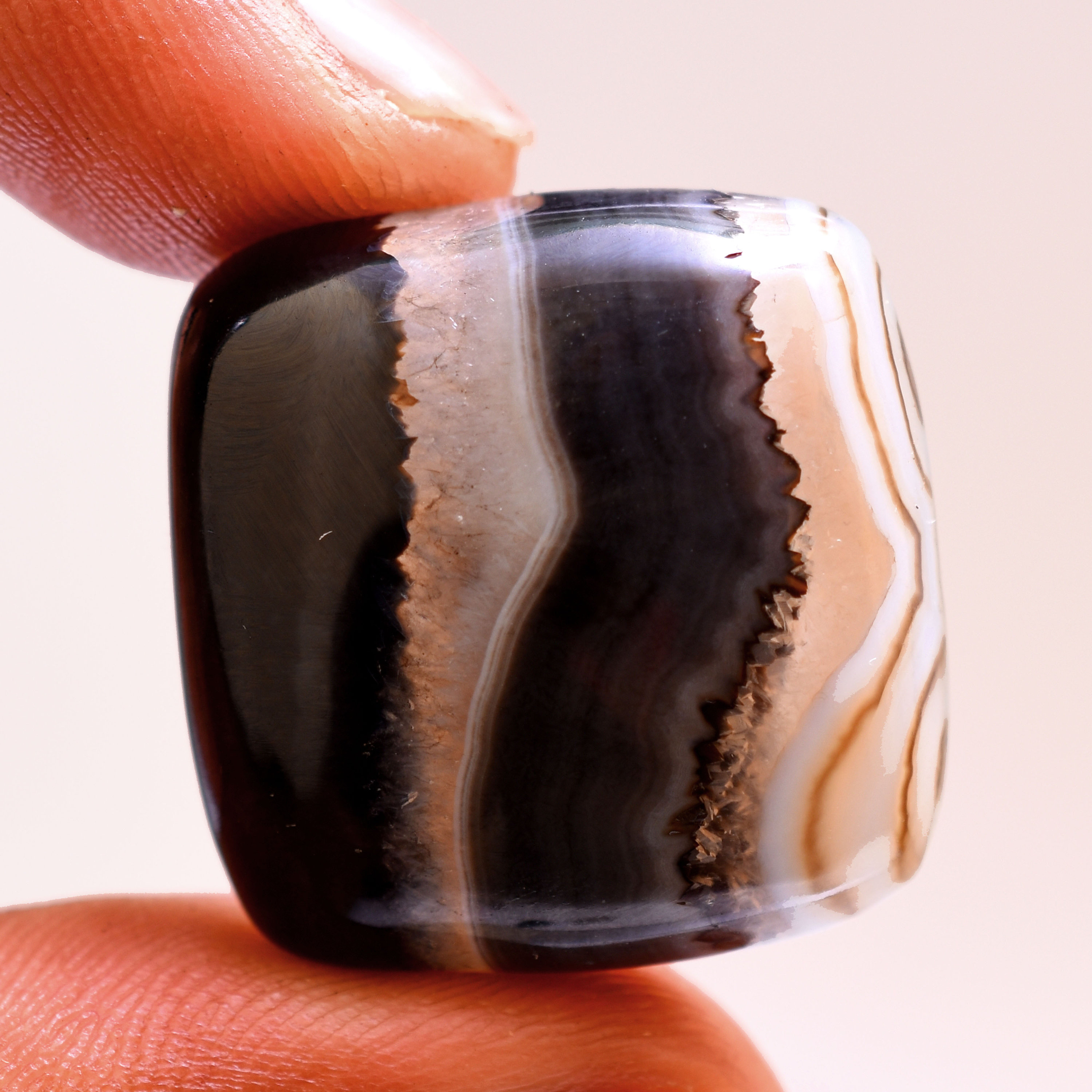 30 Cts Black Banded Agate Gemstone Natural Banded Agate Cabochon Amazing Handcraft Semi Precious Loose Stone Sulemani Hakik 31x20x5mm