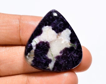 Natural Lepidolite Loose Stone, Purple Gemstone For Making Pendant, Healing Crystal Purple Lepidolite Stone, Flat Back Cabochon, 31x28x6mm