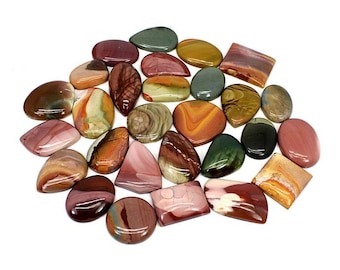 AAA+ Polychrome Jasper Cabochon-  Natural Loose Gemstone For Making Jewelry, Flatback, Hand Made, Top Quality Hand Polished Gemstone Lot
