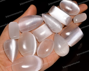Natural Selenite Cabochon, Selenite Palm Stone, Selenite Crystals Polished, Wholesale Selenite, Selenite Bulk, Sizes Size 20mm to 40mm
