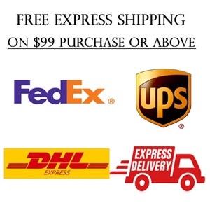 K&ouml;nnte beinhalten: Kostenloser Expressversand bei Bestellungen ab 99 &euro;.  Logos von FedEx, UPS, DHL und Expresslieferung.
