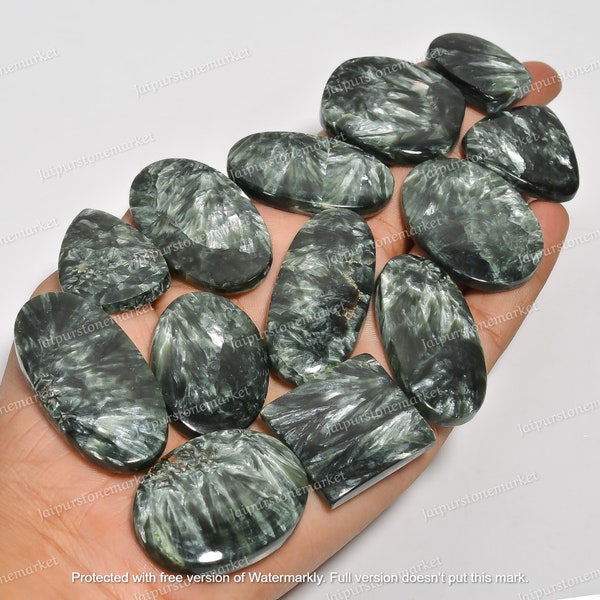 Natural Green Seraphinite - Seraphinite Smooth Cabochon - Russian Seraphinite - Seraphinite Bulk - Seraphinite Pendant -Size 20MM To 40MM
