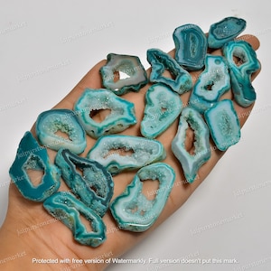 Green Window Druzy Agate Slices - Geode Polished Slabs - Macrame & Wire Wrap Stones - Jewelry Making Supplies - 20mm to 50mm
