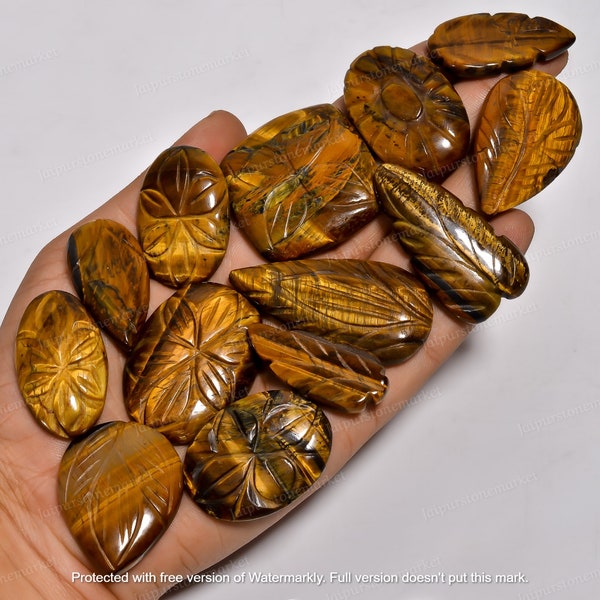 Natural Carving Tiger's Eye Crystal Bulk Lot Uses In Making Handmade Gemstone Jewelry, Wire Wrapping |  Sizes 20MM To 40MM