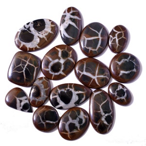 AAA+ Top Quality of Natural Black Septarian Cabochon Loose Gemstone For Making Jewelry, Flat Back, Hand Made, Hand Polished Gemstone Lot