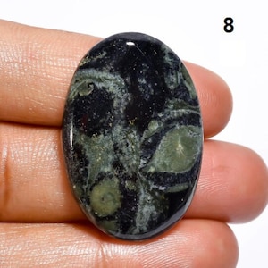Galaxy Star Jasper Cabochon Flat Back-  Natural Jasper Gemstone for Jewelry- Smooth Cab, Healing Crystal, kambaba jasper, Green Stromatolite