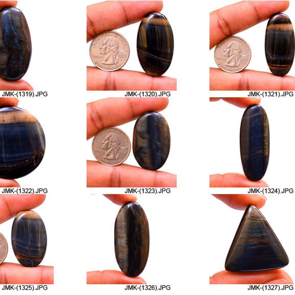 Aaa+ Quality Top Natural handmade polish PIETERSITE TIGER EYE /Blue tiger eye cabochon Flat back gemstone, jewelry gemstone, jmk-1319-1327