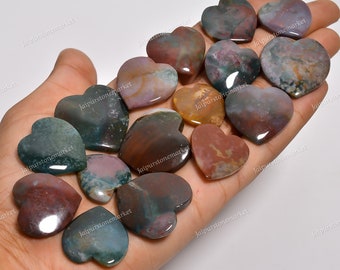 Natural Bloodstone Heart Crystals Supplies For Making Jewelry | Polished Pebble | Willpowe | Crystal Gift For Her | Sizes 20-40MM