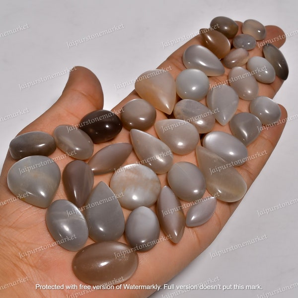 Natural Gray Moonstone Cabochon, Grey Moonstone lot, Polished Gray Moonstone, Healing Crystal, Reiki Crystal, Sizes 20MM To 30MM