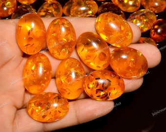 Sparkly Baltic Amber Cabochon Man-Made Loose Gemstones, Jewelry Making Supplies, Size 20MM To 30MM