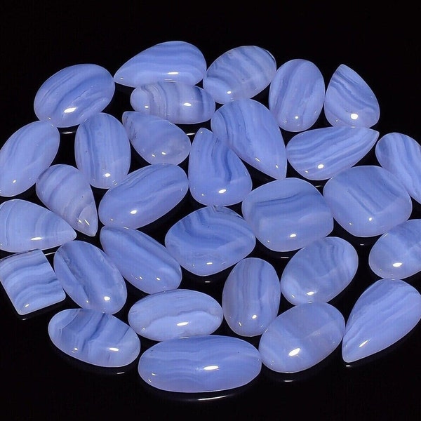 Natural Blue Lace Agate Oval Teardrop Pear Fancy Cabochon Flatback Hand Polish Loose Gemstone Wholesale Stone Crystal In Bulk Blue Cabochon