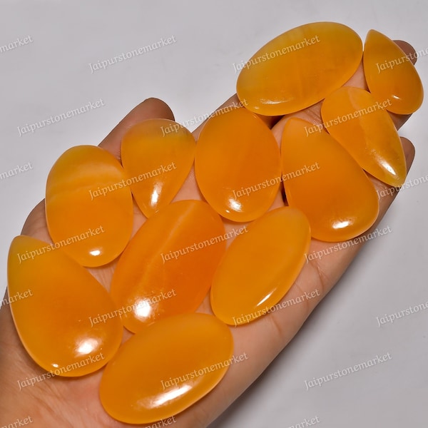 Top Quality Orange Calcite Cabochon, Orange Calcite Crystal, Orange Gemstone, Wholesale Stones Mix Lot, Sizes 20MM To 40MM