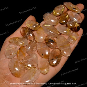 Genuine Golden Rutile, Rutilated Quartz, Natural Rutile Quartz Smooth Cabochon, Bulk Quartz, Healing Crystals,  Size 20MM To 30MM