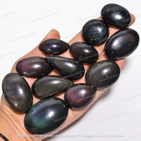 Natural Rainbow Eye Obsidian Cabochon - Wholesale Obsidian Crystal - Loose Stone - Bulk Gemstones - Mix Lot - Sizes 20MM to 40MM