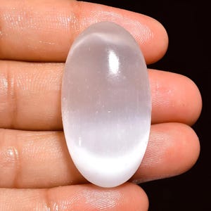 Selenite Cabochon Natural Selenite Oval Shape Gemstone Flashy Smooth Hand Polished selenite Healing Crystal Selenite Loose Stone 38x20x9mm