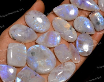 Top-Qualität von natürlichen Regenbogen Mondstein Cabochon lose Edelstein für die Herstellung von Schmuck, Großhandel Lot, Flatback, polierte Edelstein Lot